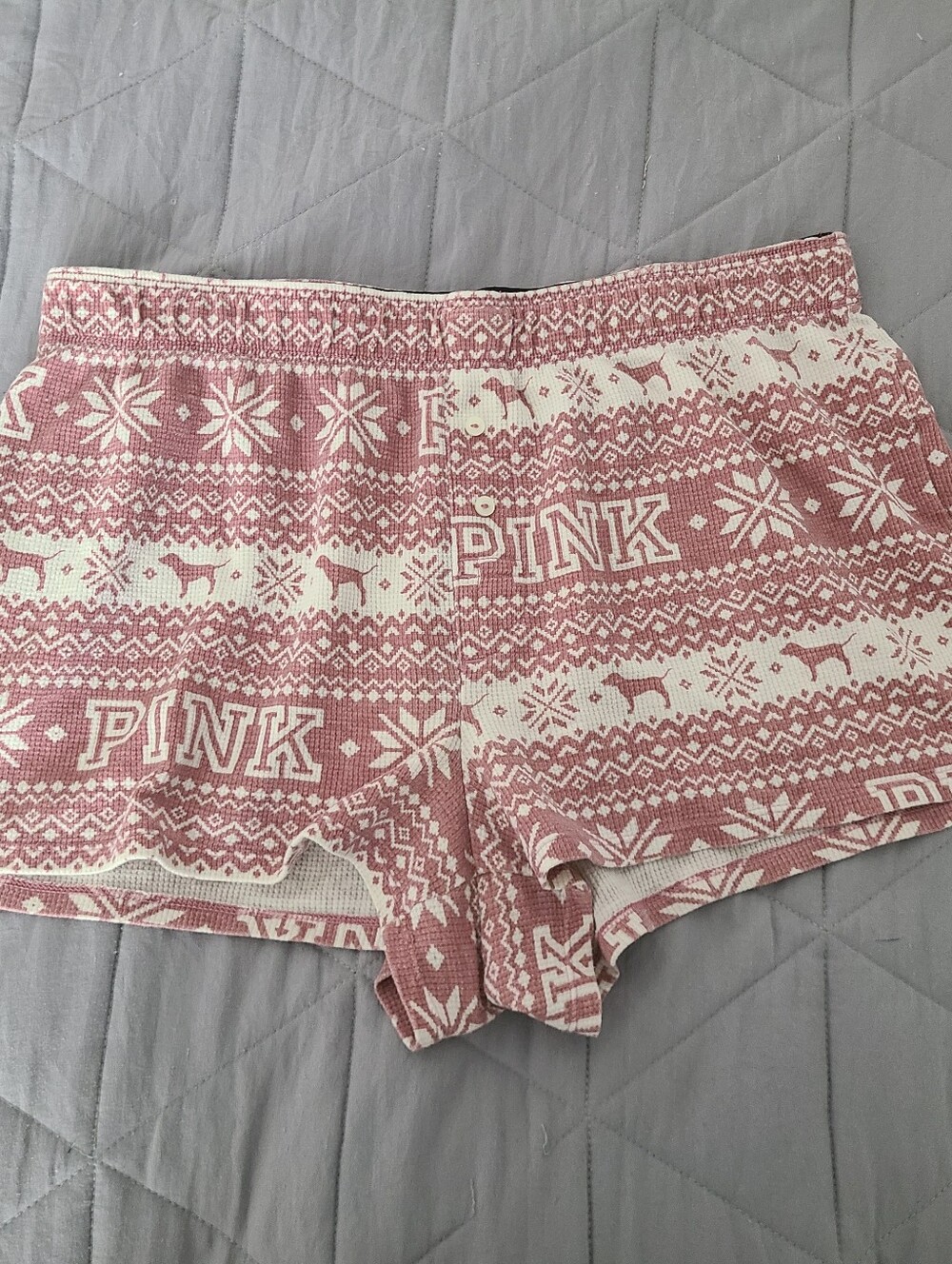 Victoria's Secret PINK Fait Isle Pajama Shorts Size S Sleepwear Banded Logo PJs